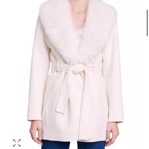 Maje Galaxyo Women's Coat with Faux Fur Collar
